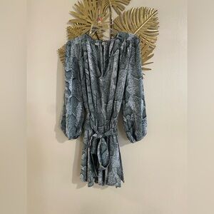 Indah Long Sleeve Snake Print Dress - Black and Gray